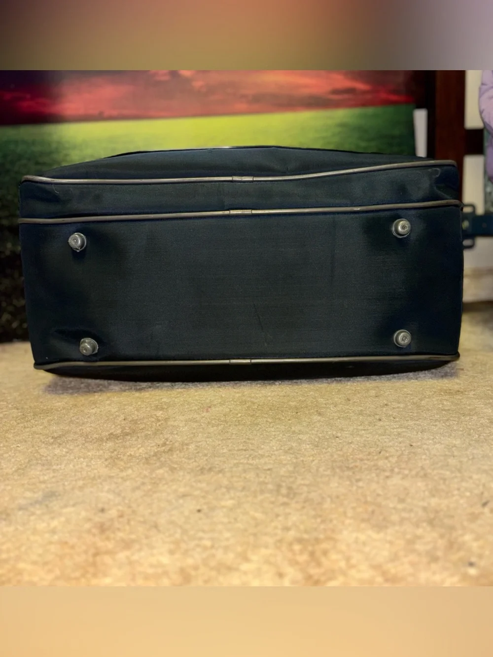 Vintage Balenciaga Black Nylon & Grey Trim Weekender Travel Duffel Bag